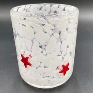 Anthropologie NWT Icon Juice Glass White Confetti Red Star